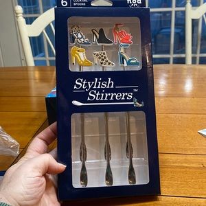 NEW Set of 2: 6 cocktail spoons & 6 drink markers, “Sole Survivors”